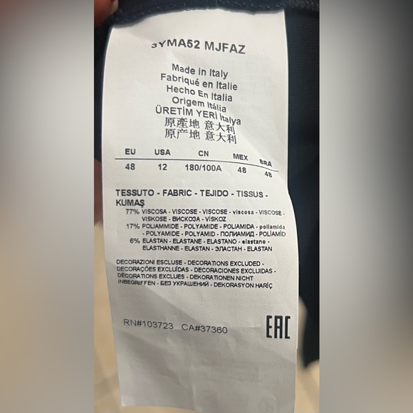 Vintage Armani Collezioni Dark Navy Tie Pencil Classic Made in Italy Dress Sz 12 - Picture 5 of 5